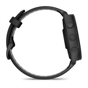 Garmin Forerunner 265 з чорним корпусом та чорним/сірим силіконовим ремінцем