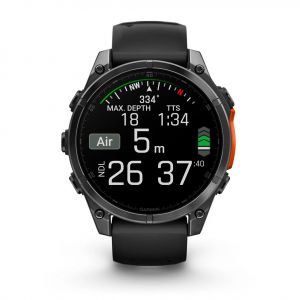 Garmin Fenix 8 47мм AMOLED Slate grey з чорним силіконовим ремінцем