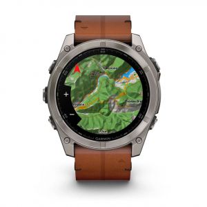 Garmin Fenix 8  51мм AMOLED Sapphire Titanium з каштановим шкіряним ремінцем