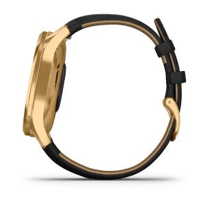 Garmin vivomove Luxe золотавий 24K з чорним ремінцем з італійської шкіри