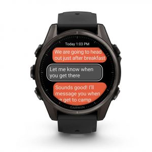 Garmin Fenix 8  43мм AMOLED Sapphire Carbon Grey DLC Titanium з чорнo-сірим силіконовим ремінцем