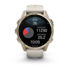 Garmin Fenix 8 43мм AMOLED Sapphire Soft Gold з Fog Gray/Dark Sandstone силіконовим ремінцем