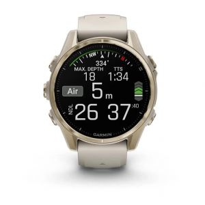 Garmin Fenix 8 43мм AMOLED Sapphire Soft Gold з Fog Gray/Dark Sandstone силіконовим ремінцем